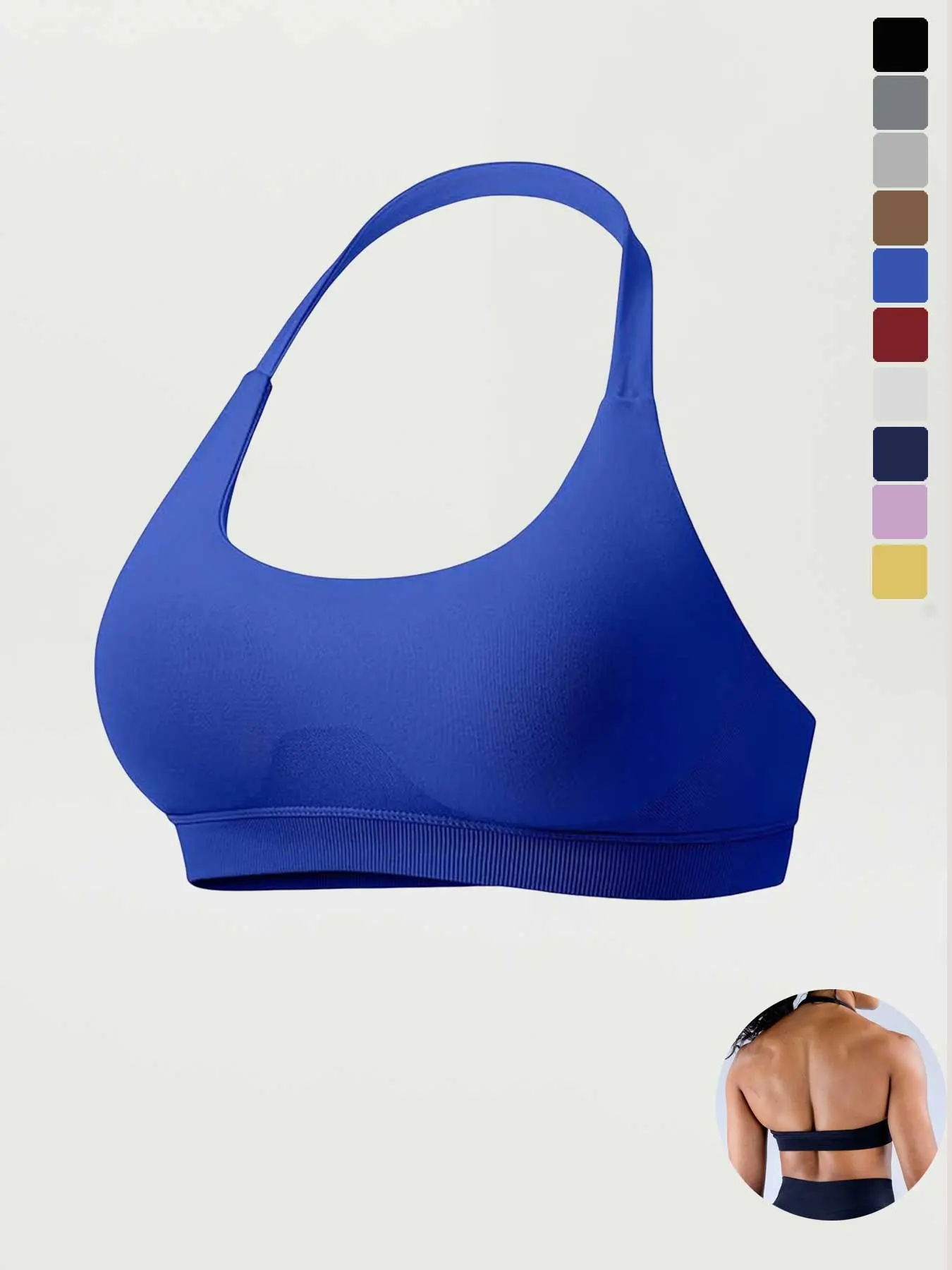 Seamless Backless Yoga Sports Bra, High Elastic Nylon Halter Design, Breathable Quick-Dry Women's Workout Top, No Steel Ring for Fitness