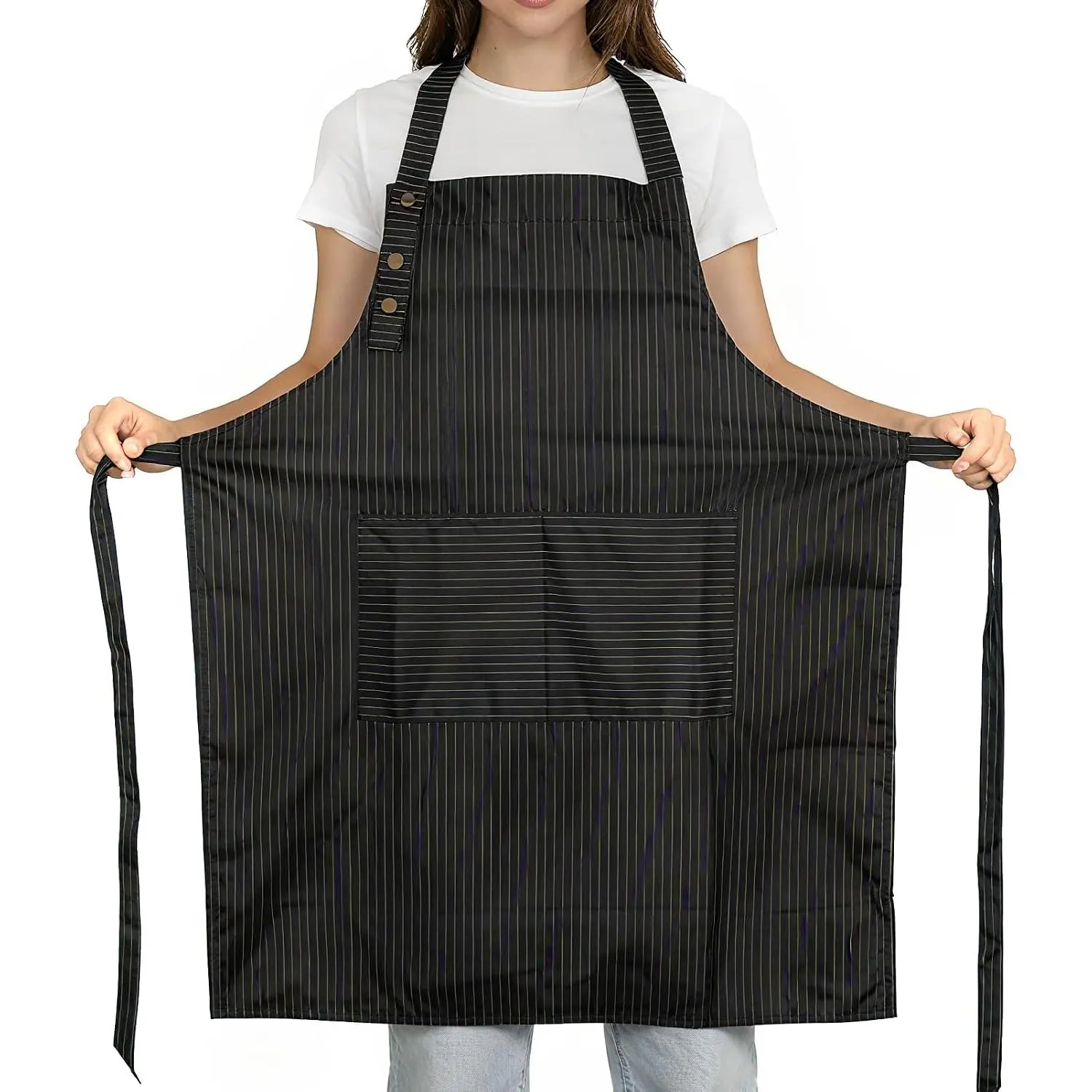 Adjustable Bib Apron  Resistant with 2 Pockets Cooking Kitchen Aprons for Women Men Chef