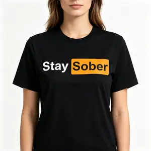 "Stay Sober Minimalist Letter" Graphic Unisex Tee |   All-Season Breathable Top