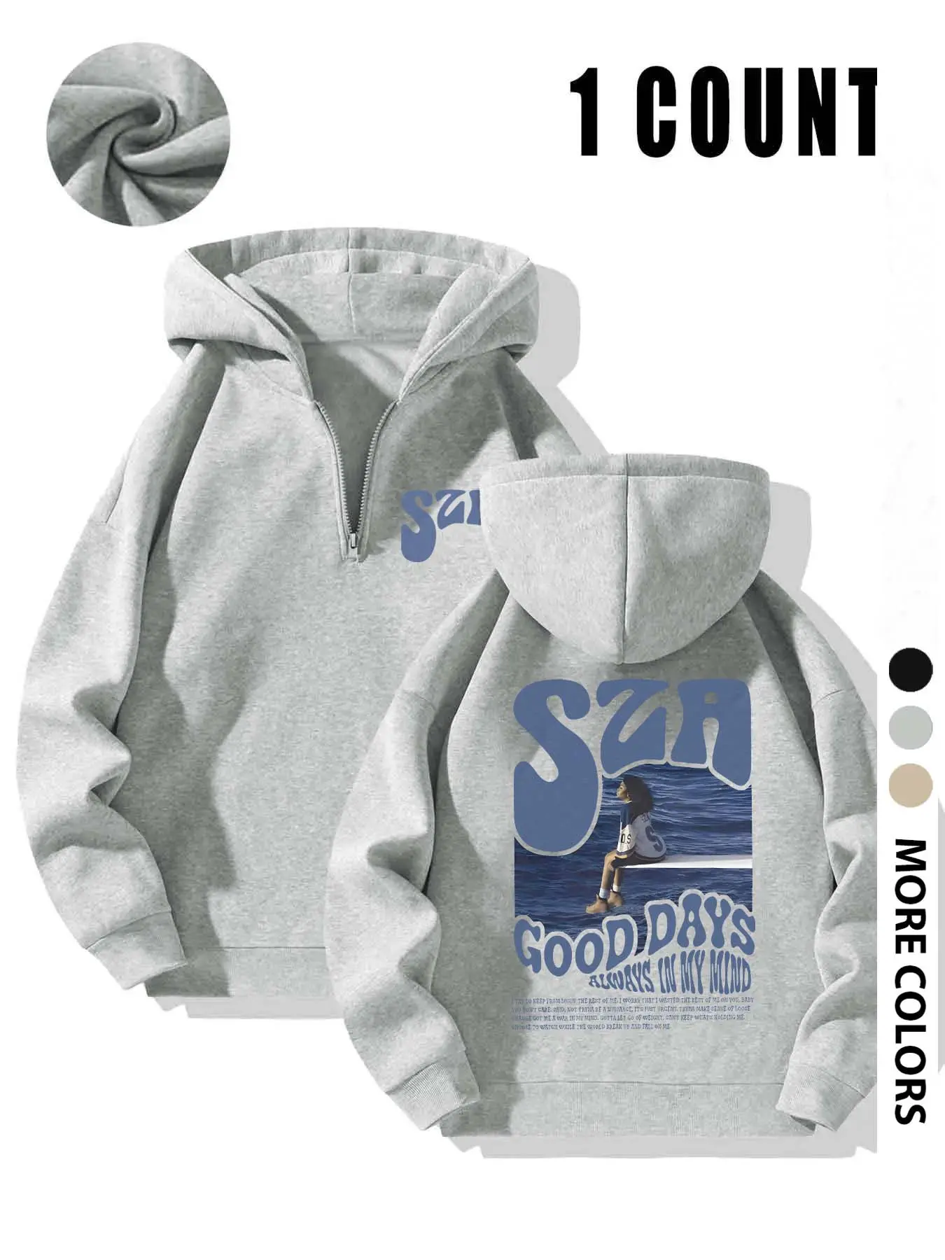 Women's Graphic Hoodie with Zipper Design, Casual Loose-Fit Long Sleeve Pullover for Spring & Fall, Perfect Gift for Music Fans