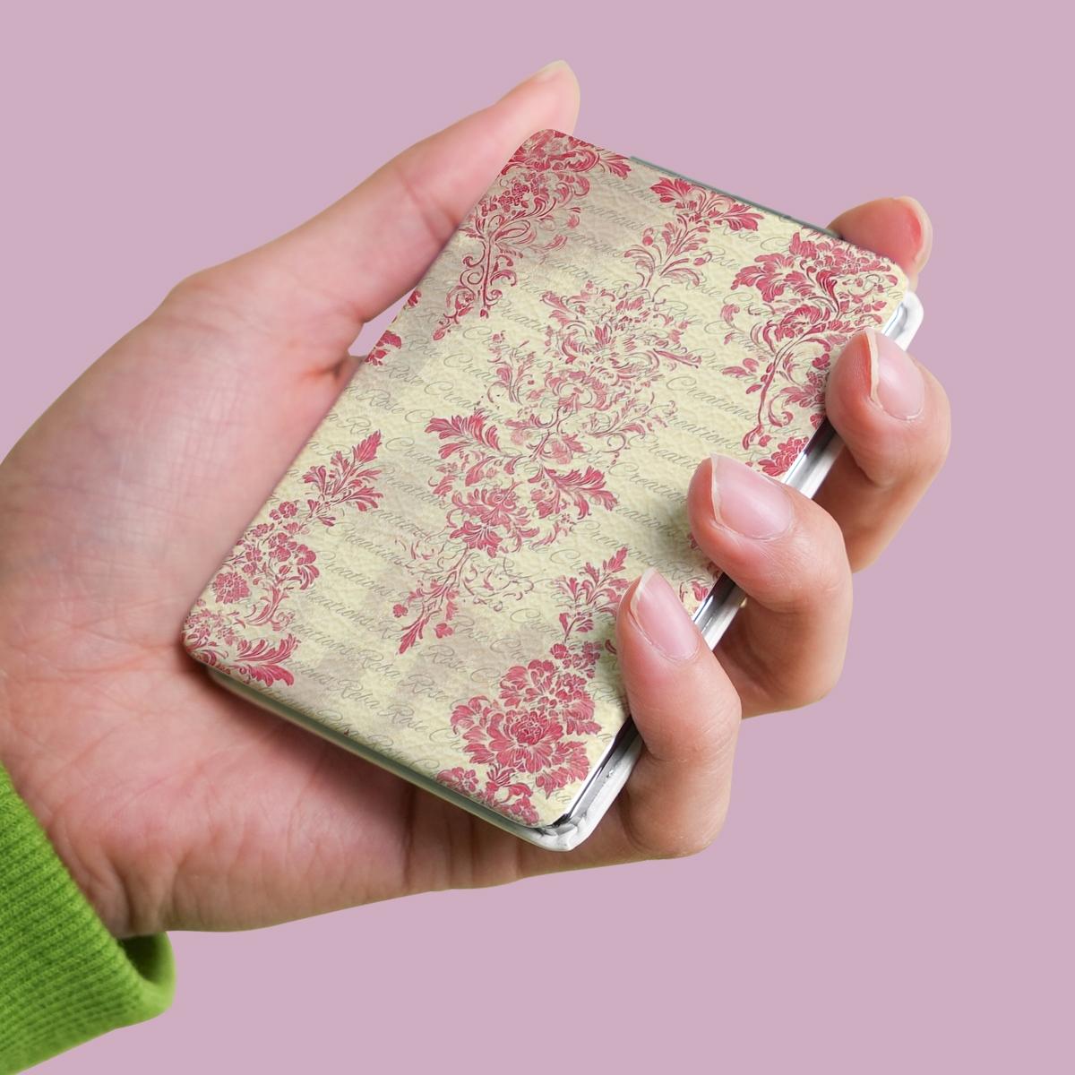 Y2K Wind Flower Pattern Portable Easy to Fold, Rectangular Mirror, Mini Handheld Cosmetic Mirror, Suitable for all kinds of festivals, New Year's Mother, Thanksgiving, Valentine's Day souvenirs, send to family, sisters, relatives and friends