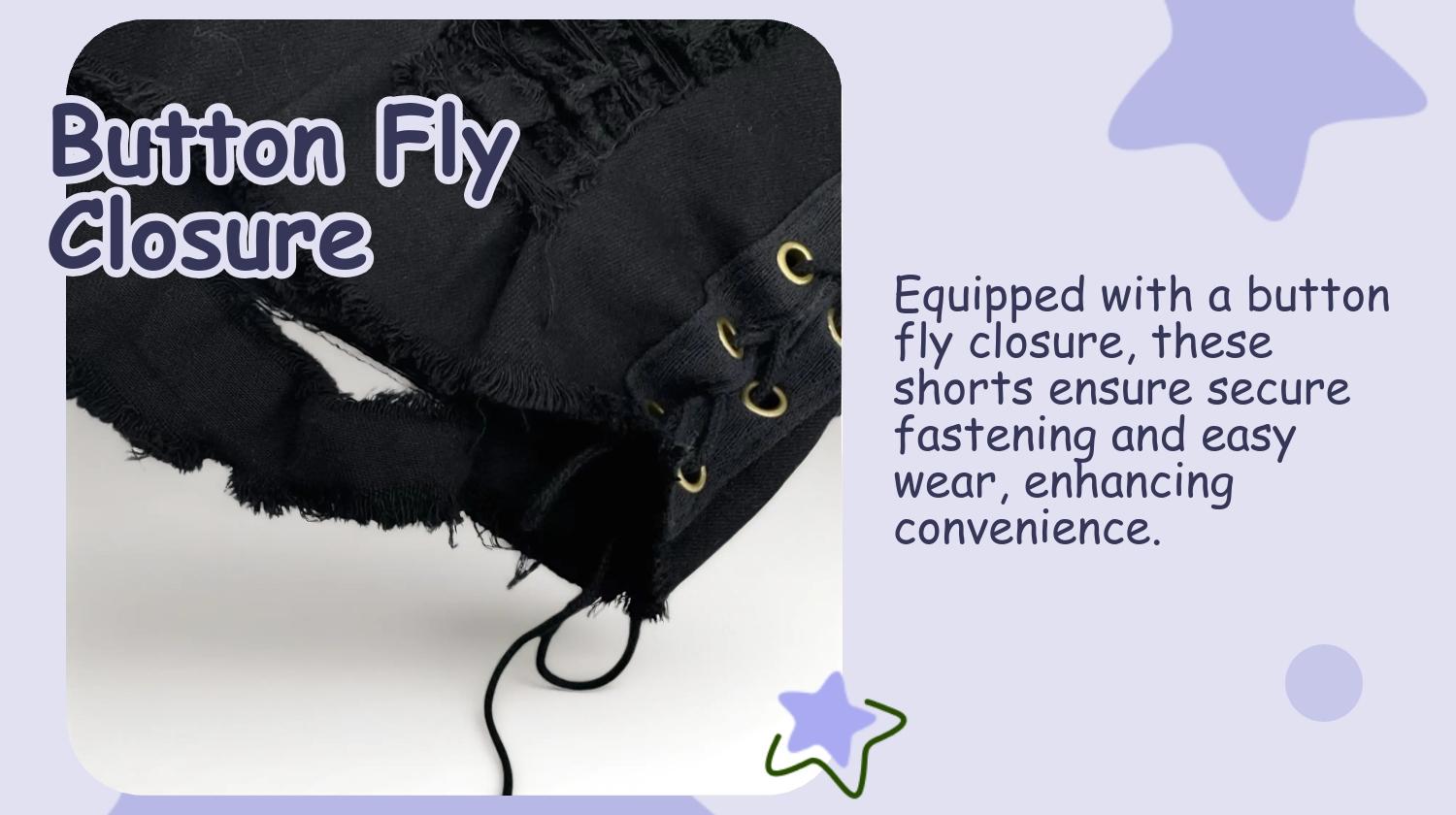 Women's Grommet Eyelet Lace Up Ripped Denim Shorts, Casual Boho Shorts, Fashion Casual Button Fly Short Jeans for Daily Wear, Ladies Bottoms for All Seasons