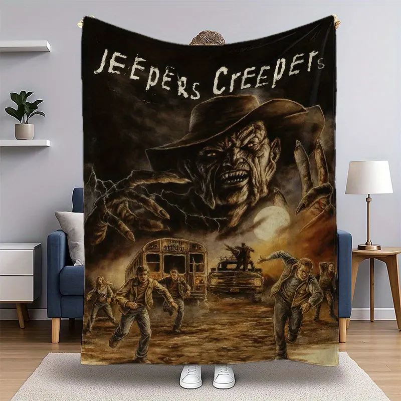 Vintage Horror Jeepers Creepers The Creeper Movie Poster Print Fleece Soft Throw Blanket All Season Gothic Sofa Bed Office Nap Travel Camping Car Blanket Spooky Monster Decor Blanket Classic Horror Fan Halloween Gift
