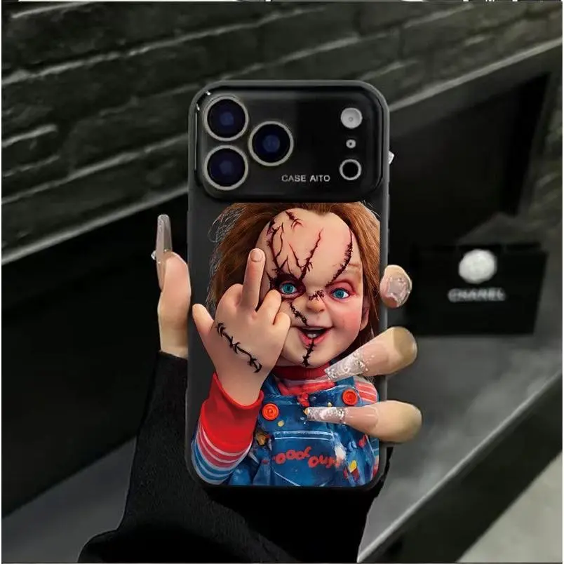 chucky Middle Finger Design iPhone Case—Featuring corner protection, a stylish large display window, and a liquid-effect coating—Electroplated finish, compatible with iPhone 17/16/15 Pro Max |   Premium Fashion Edition Case