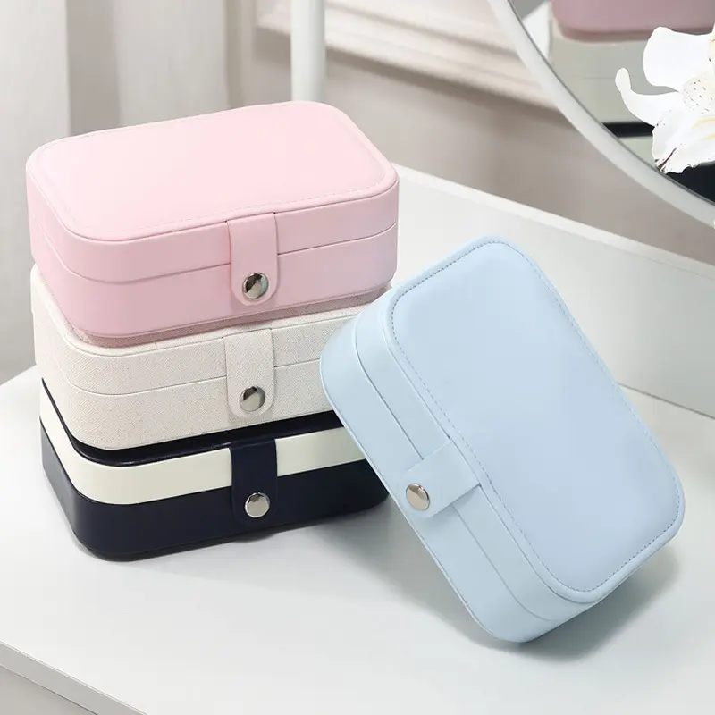 Portable Marble Print Jewelry Box - 10x10x5 cm PU Leather Travel Ready Organizer with Divided Slots for Rings, Earrings, Necklaces, Bracelets, 2 Colors Available