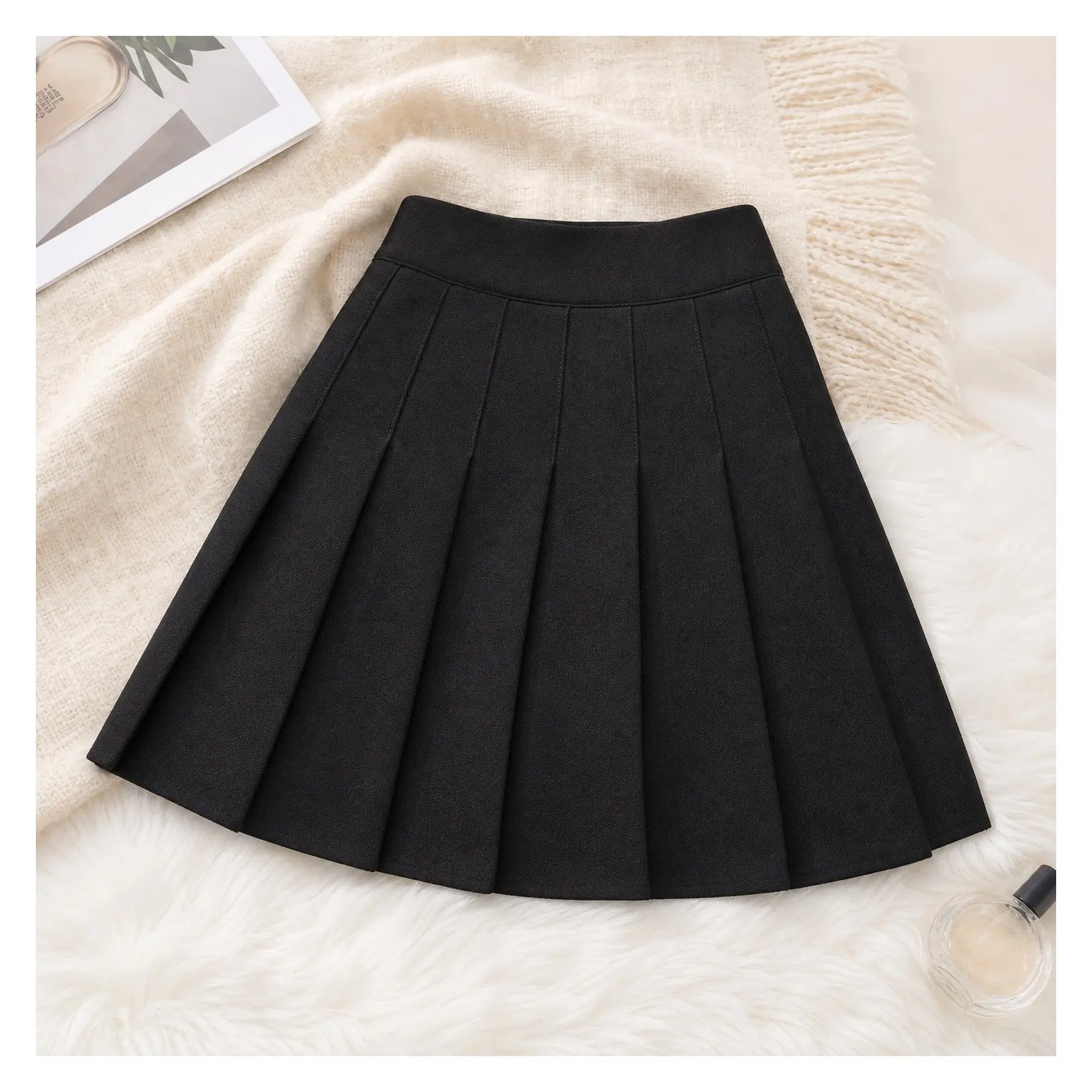 Women's High Waist Pleated Mini Tennis Skater Skirt - School Uniform Cheerleader Skirt, Elastic Waist A-Line Plaid & Basic Versatile Casual WearGift