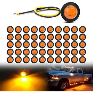 Nilight 50pcs 3/4” Round Amber LED Clearance Marker Kit, 12V Bullet Led Blinker & Signal Lamp for Truck, Trailer Tow Lights
