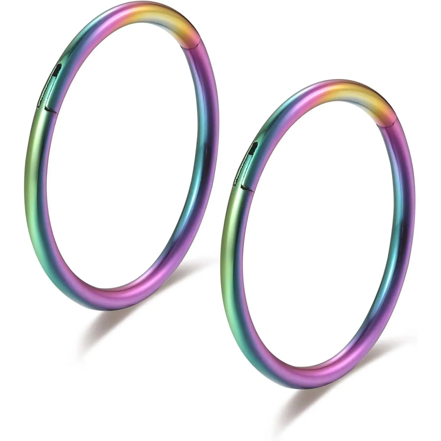 Rainbow Colorful Hinged 20g 18g 16g Nose Rings Hoops 6mm 8mm 10mm 12mm 14mm Septum Ring Clicker Cartilage Helix Hoop Earrings Set
