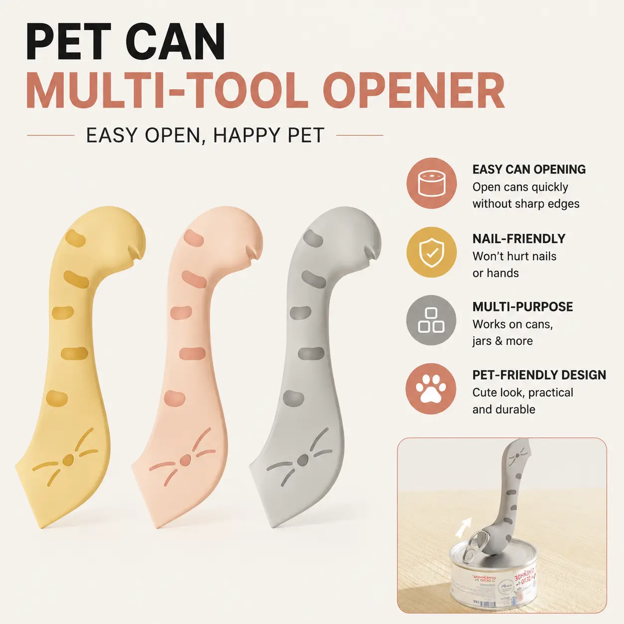 Pet Can Sealing Lid & Spoon, Silicone Pet Food Can Cover, Pet Food Can Spoon, Dog & Cat Accessories, Feeding Supplies for Dogs & Cats-YY0