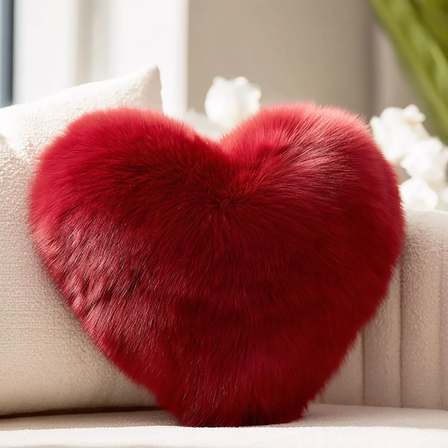 Pillow, Faux Fox  Heart Decorative Pillows, Heart Shaped Throw Pillow for Bed, Soft  Decorative Cushion for Chair Sofa Living Room - Plush Pillow  Decor