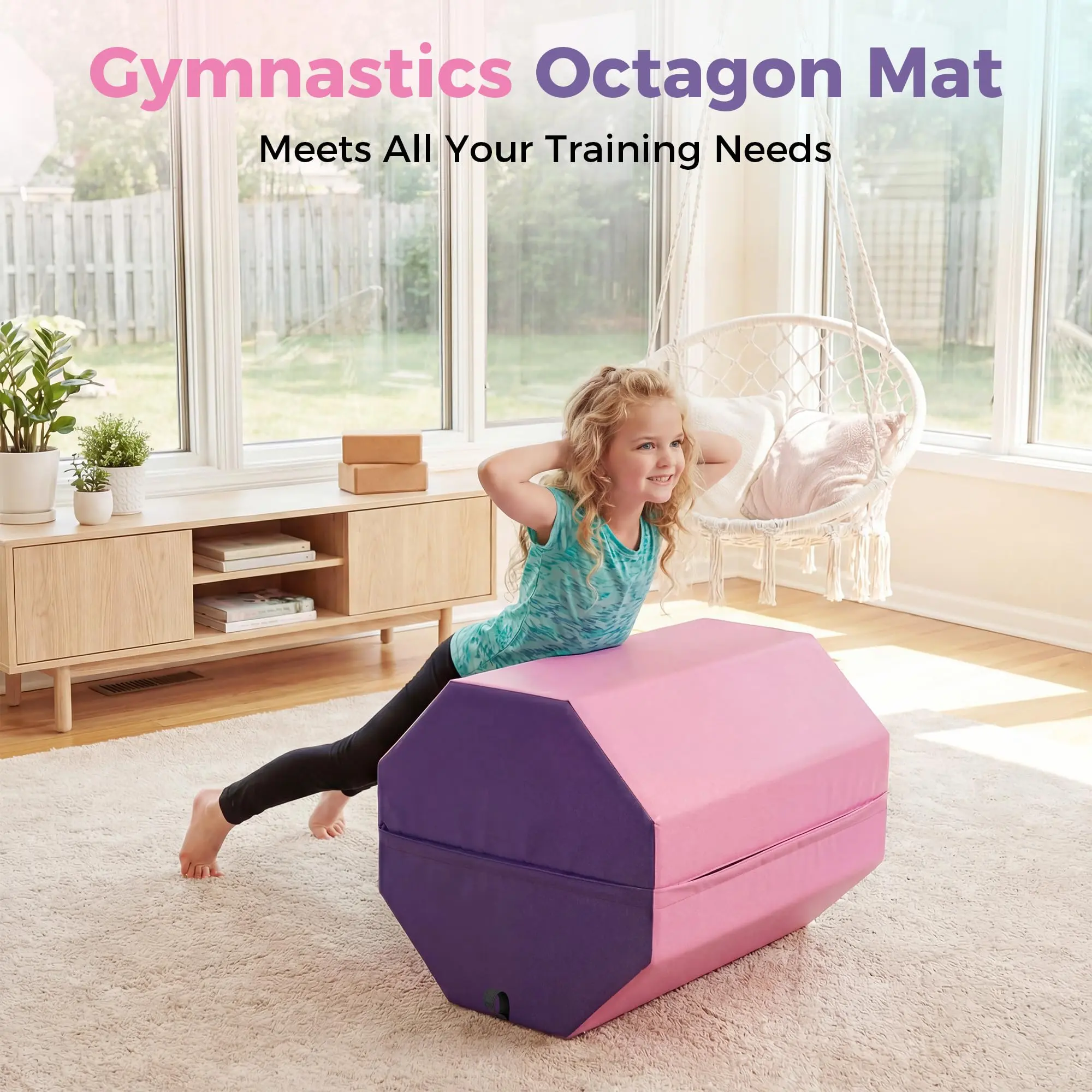 Octagonal Sponge Tumbling Mat, High Density Compressed Sponge Exercise Mat, Anti-Roll Octagonal Shape, Shock Absorption Mat for Gymnastics, Tumbling, Home Fitness Tumbling Mat