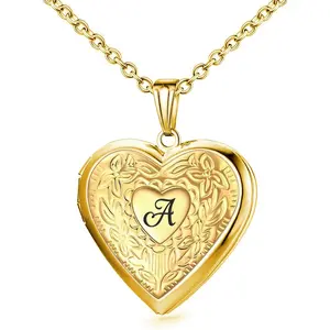 Locket Necklace Holds Pictures Alphabet Initial Letter Love Heart Lockets Photo Memory Locket Necklaces Birthday Gifts