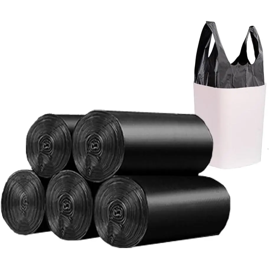 Small Black Trash Bags,Thicken Value 4 Gallon Trash Bag with Handle,100 Counts Small Garbage Bags Wastebasket Trash Can for Bathroom Bedroom Office Kitchen