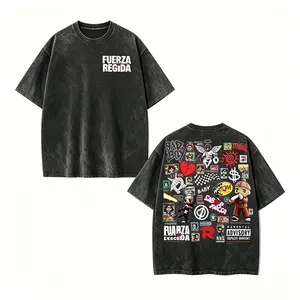 Vintage Fuerza Regida All Top Song Album Graphic T-Shirt Latino Streetwear Fashion Regional Mexicano Shirt Fuerza Regida Merch Menswear Top Y2K Mexico Pepper Comfort Colors Unisex Washed Heavyweight Cotton Oversized Tee Father's Day Gift Idea Summer Outfi