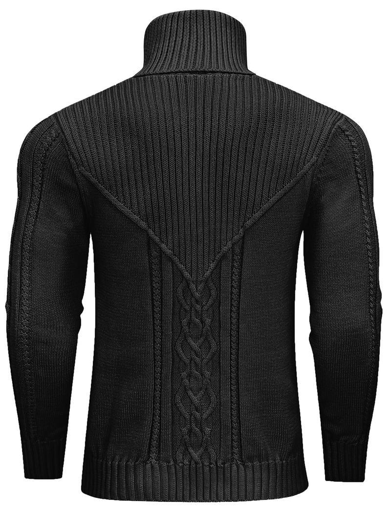 Men's Solid Color Textured Turtle Neck Sweater, Regular Fit Casual Long Sleeve Jumper for Fall & Winter, Men's Knitwear for Daily Wear, Knit Pullover Men's Solid Color Textured Turtle Neck Sweater, Regular Fit Casual Long Sleeve Jumper for Fall & Winter, Men's Knitwear for Daily Wear, Knit Pullover