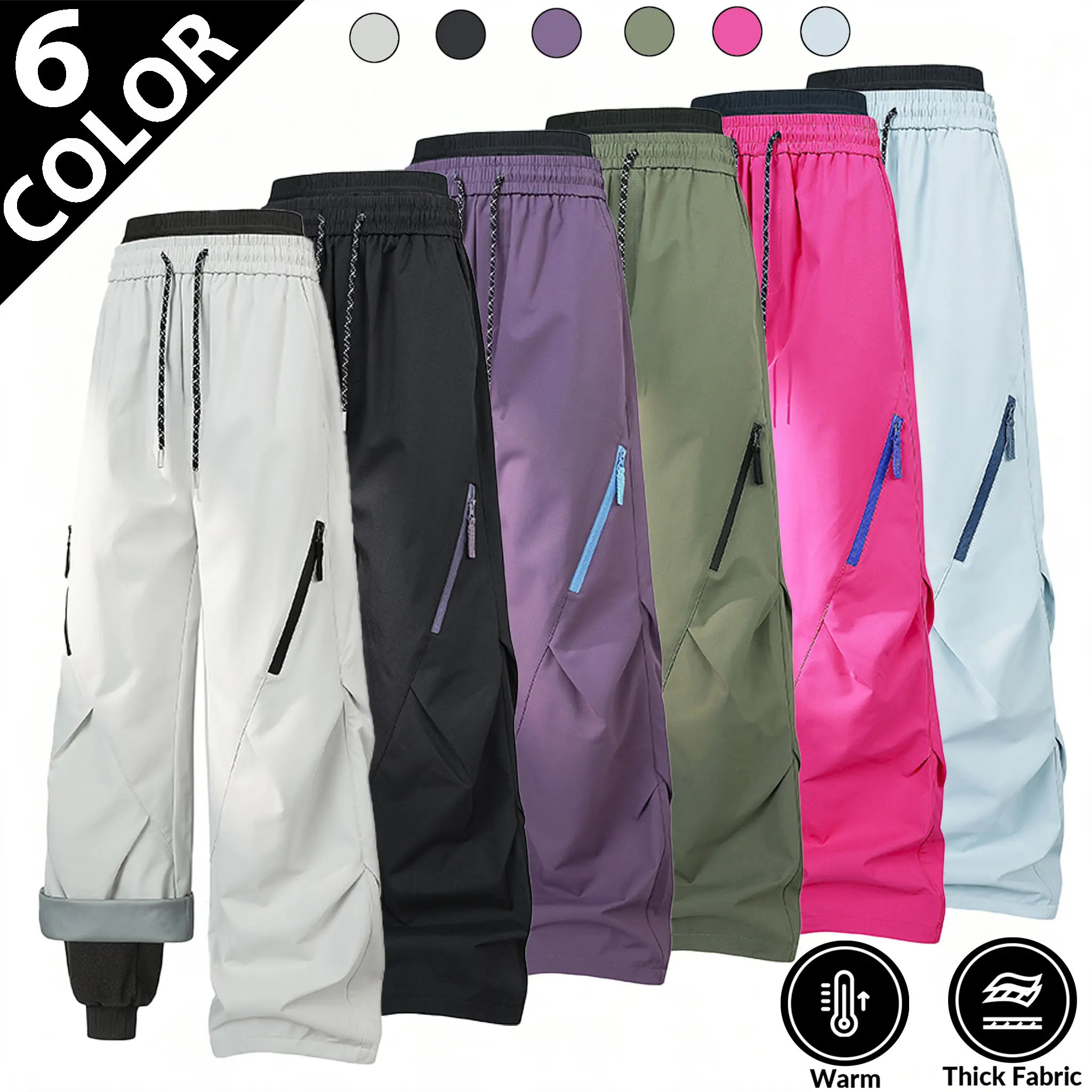 2026 3-in-1 Outdoor Hiking Pants, unisex trendy wide-leg cargo two-piece set with detachable polar fleece liner for couples. This functional outer shell features reliable windproof and waterproof performance, available in vibrant dopamine colorways for