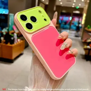 Summer Acrylic Backboard Color Block Diagram Full Lens Shockproof Phone Case Suitable for iPhone 17 Pro Max 16 15 14 Pro Max Dopamine Love Lv New Color Contrasting Shockproof Wear resistant Protective Case