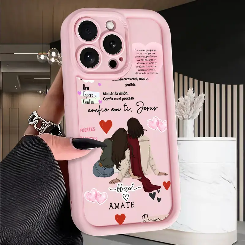 Spanish Amate Couple Flowers Faith Print Customized Silicone Smartphone Case - Soft, Shockproof, Drop-Protective, Rugged Durable Casing for iPhone X,XS,11,12,13,14,15,16,16e,17,Pro,Max,Plus Mobile Accessories - Ideal Gift for Girls