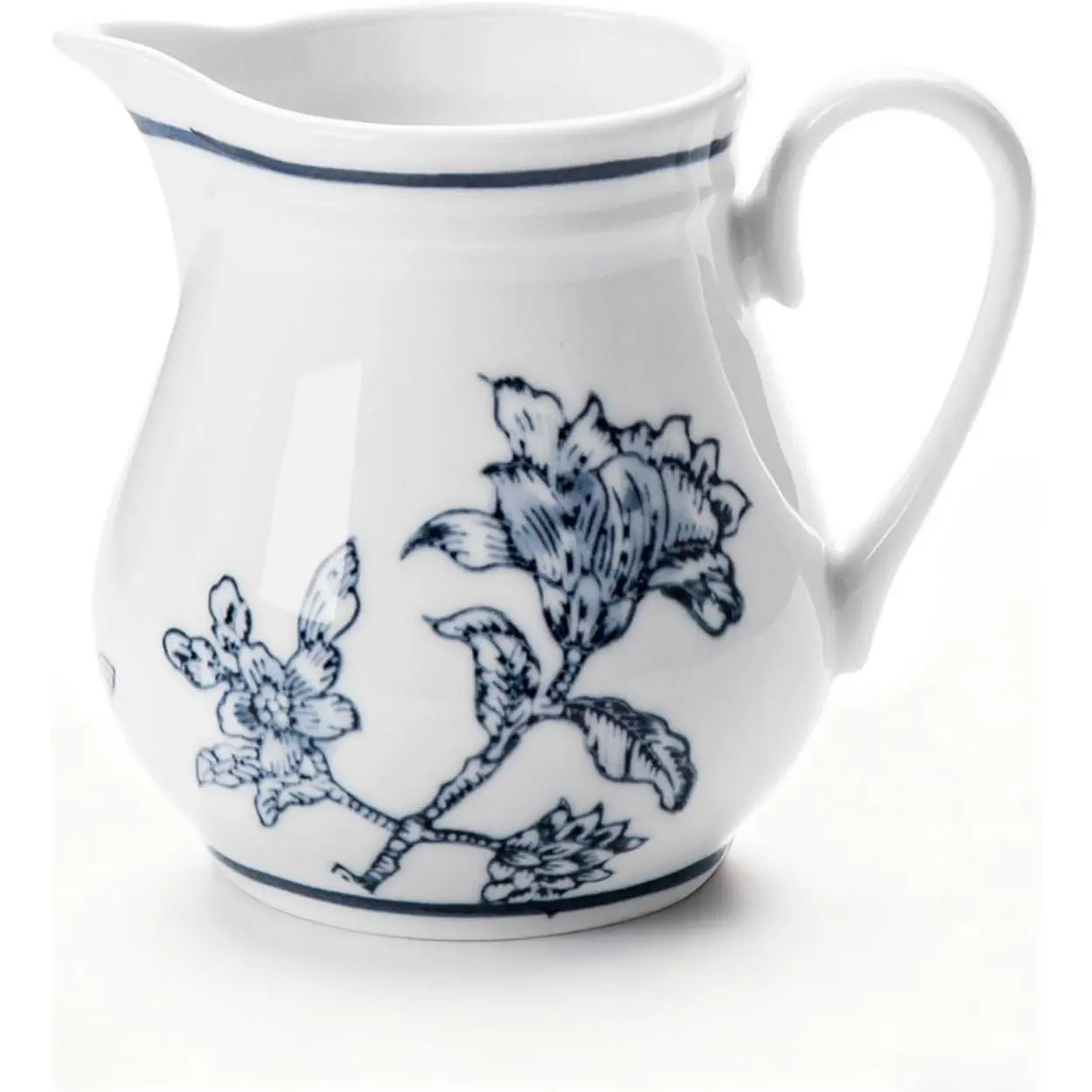 Ceramic Milk Creamer Pitcher, 8Oz Capacity with Handle, Flowers and Branches Design