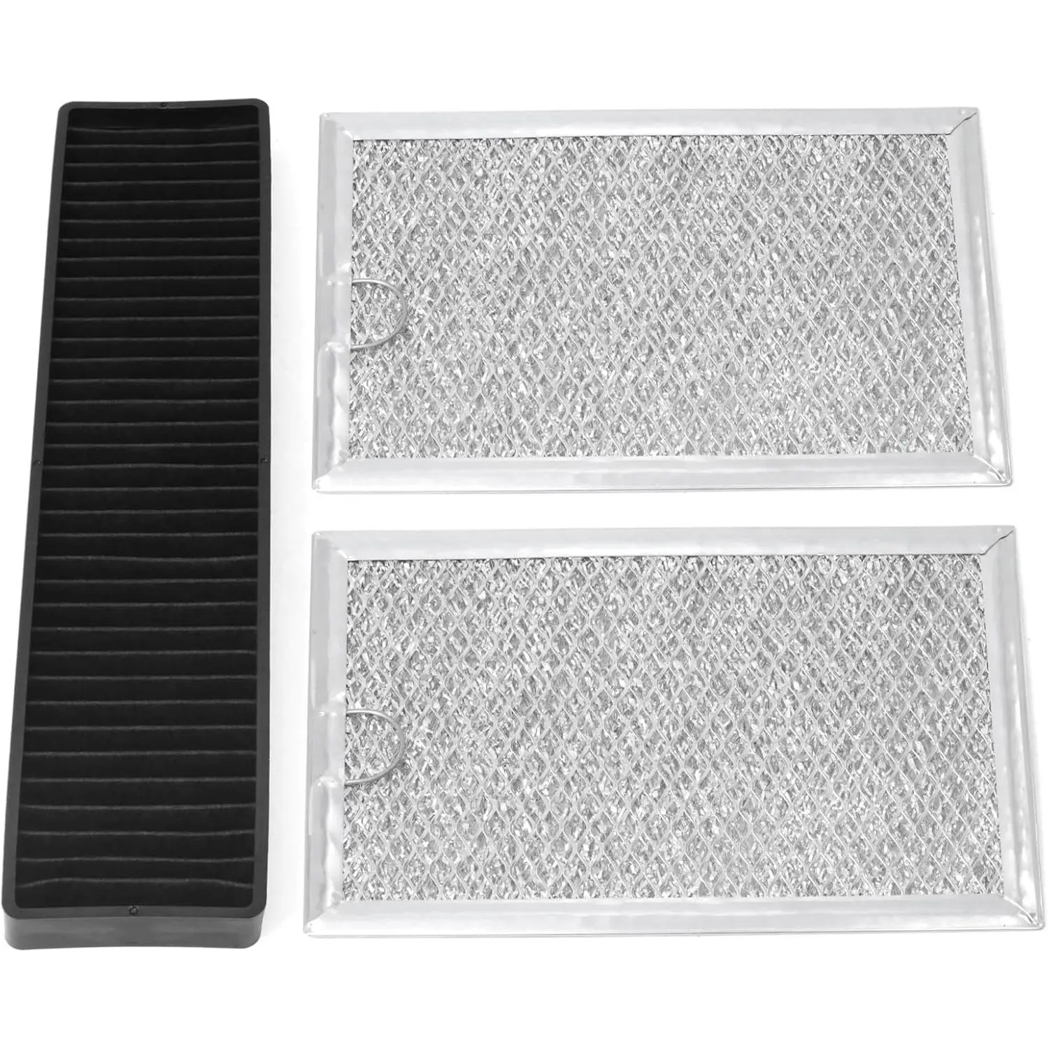 3-Pack Kitchen Microwave Grease & Charcoal Filter Set, 10.87" l x 2.64" w x 0.75" th, Ideal Replacement Part for GE JVM7195SK6SS PNM9216SK5SS JVM7195EK5ES JNM7196DK5BB JVM7195DK5WW JNM7196SK6SS Ovens to Improve Kitchen Ventilation