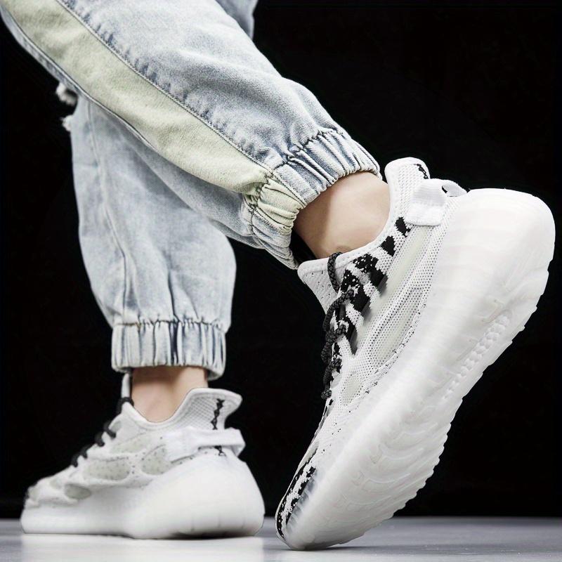 LISM Men's Coconut Running Shoes with Nightlight Accents, Lightweight Low-Top Design for Running and Casual Wear, Breathable Fabric Upper, Rubber Sole, Striped Pattern, Spring/Summer/Fall Season, Athletic Style