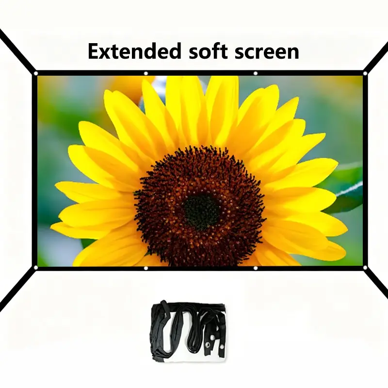 High-Definition Wall-Mounted Projection Screen, Movie Projection Screen, HD Projector Screen, 16:9 Aspect Ratio, 60-150 Inches, Washable and Ironable, Portable Home Cinema Projector Cloth