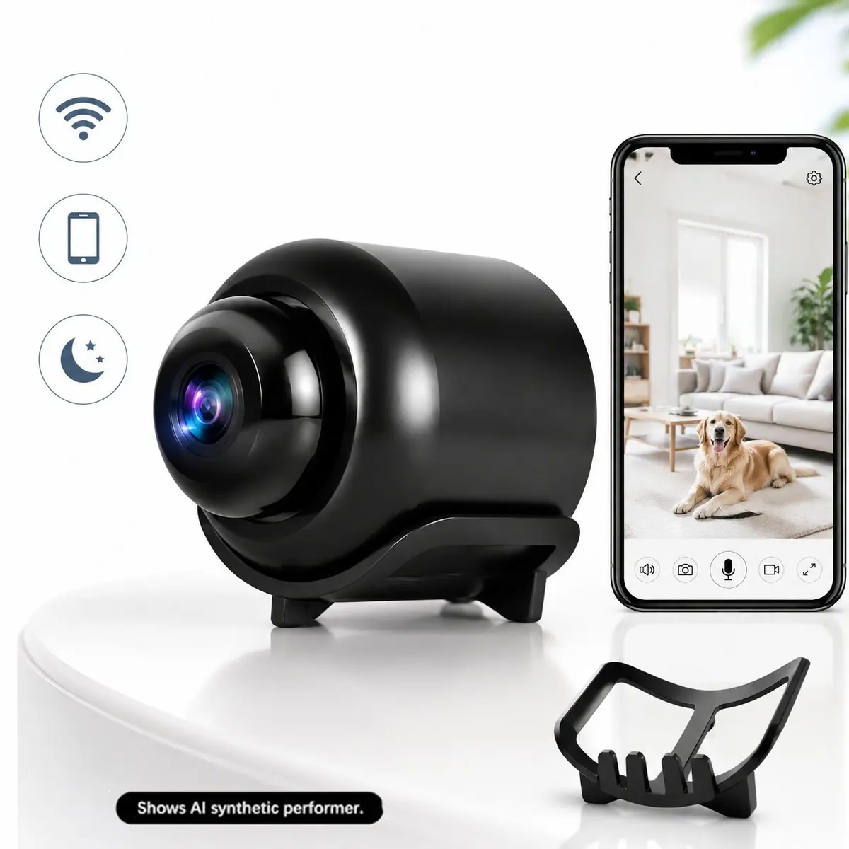 Wireless WiFi Security Camera, Indoor HD Night Vision, Motion Detection Alarm, Two-Way Audio, Remote Viewing APP, TF Card Recording, Home Security