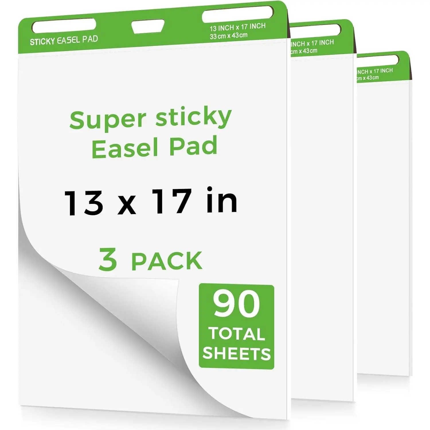 Sticky Mini Easel Pads 13 x 17 Inches 3 Pack Anchor Chart Paper for Teachers Self Stick Flip Chart Paper with Sticky Back for Classroom Office 30 Sheets/Pad White