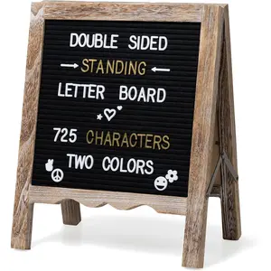 (R) Double-sided Standing Letter Board,Felt Letter Board with 725 Characters in two Colors, Changeable Letter Board for  Decor & Shops & Stores Display and Announcement Board