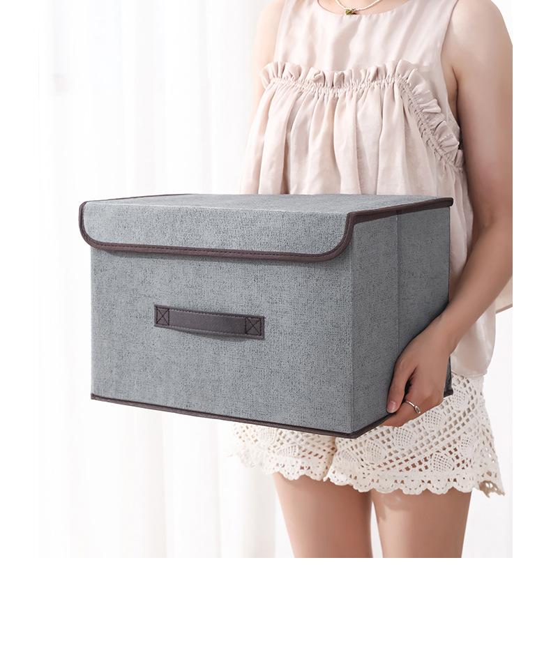 Foldable storage two-piece set home fabric organizer box multi-purpose linen cotton dustproof storage box for clothes and toys Foldable storage two-piece set home fabric organizer box multi-purpose linen cotton dustproof storage box for clothes and toys