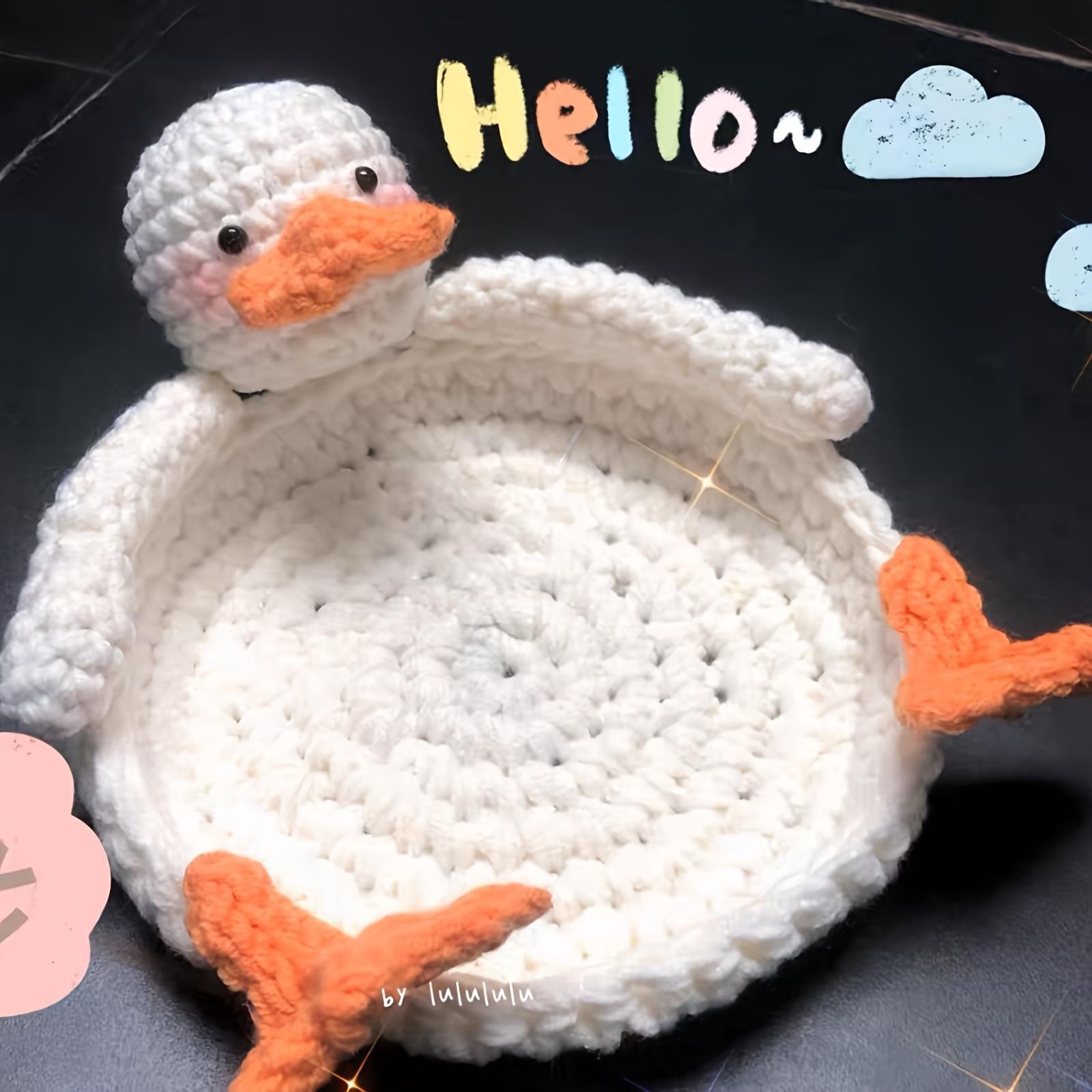 Handmade Crochet Duck Coaster, 1 Count Cute Animal Design Mug Rug, Creative Knitting Housewarming Gift, Home Decor Gift for Daughter, Mom, Teacher