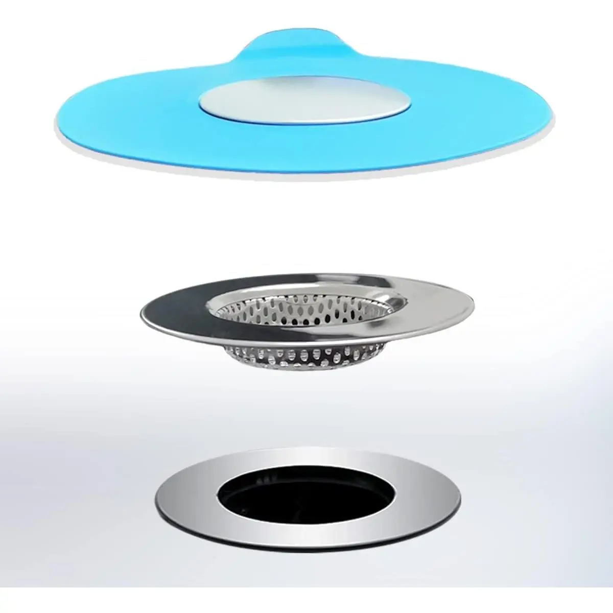 2 count Bathtub Stopper Hair Catcher Kit, Bathtub Drain Strainer, Tub Stopper Plug Cover, Sink Filter,  Drain Stopper for Bathroom, Laundry (Blue)