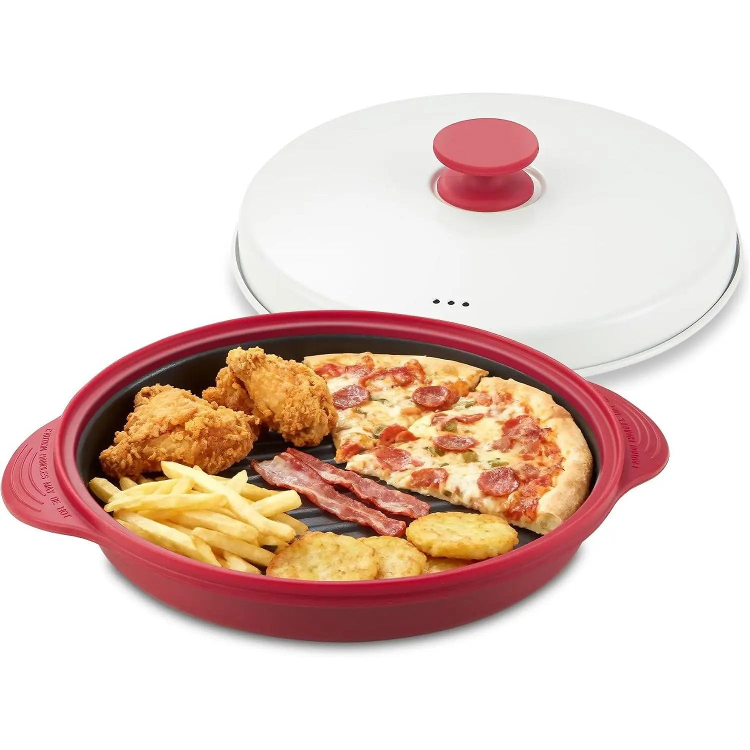 Microwave Grill Pan with Lid – Multi-Use Griddle & Crisper Tray for Browning, Grilling, and Crisping Meat, Sandwiches & Vegetables – Microwave Safe Cookware for Fast, Even Cooking
