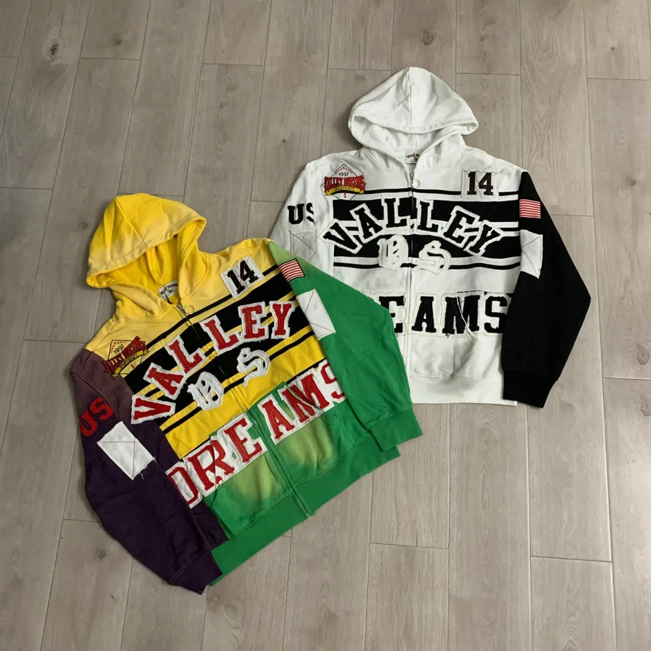 VALE Forever Dreams Letter Patch Zip Hoodie, Vintage Washed Cotton Sweatshirt, Embroidered Detail Y2K American Streetwear Jacket, Oversized Hip Hop Casual Outerwear