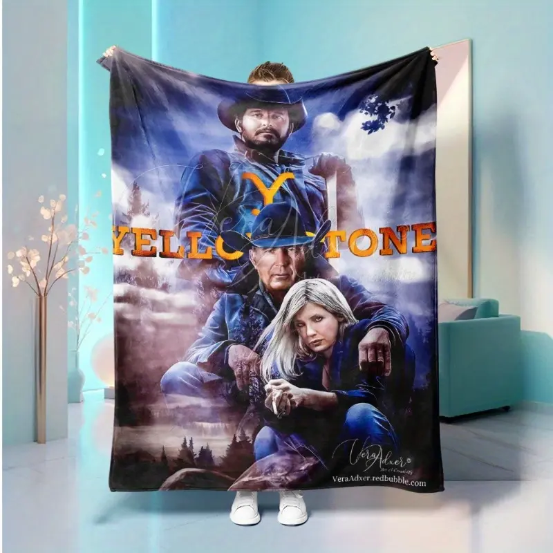 Yellowstone Dutton Family Blanket. Stylish Yellowstone pattern blanket, high-definition print, suitable for all seasons, digitally printed, 100% polyester, perfect for sofas, beds, offices, cars, and camping |   Machine washable, modern style, perfect gif