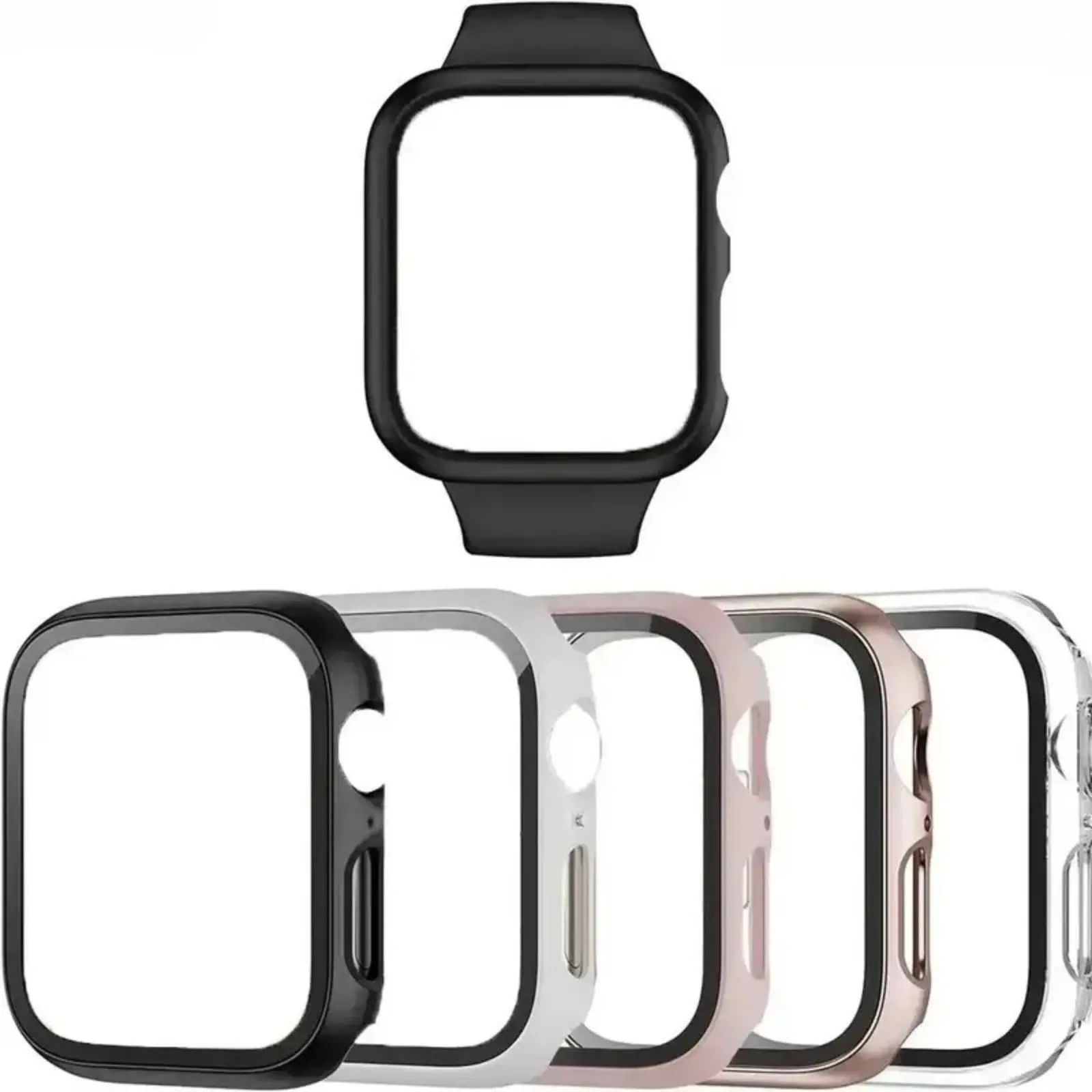 5-Pack Durable Smartwatch Accessories Set - Polycarbonate Protective Case, Tempered Glass Anti-Drop Screen Protector for Smart Watch Series 1-11/SE (40/42/44/45mm)