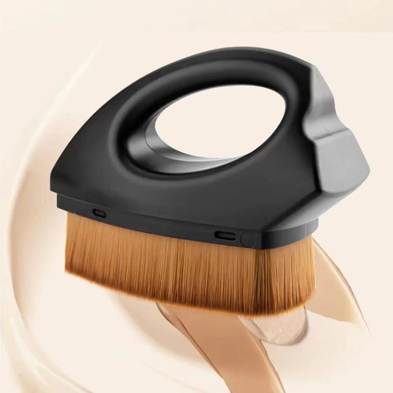 Small Iron Foundation Brush, Portable Makeup Brush, Inverted Triangle Magic Brush, Dust-Proof Cover, Flat Head Base Makeup Brush, Beauty Tools