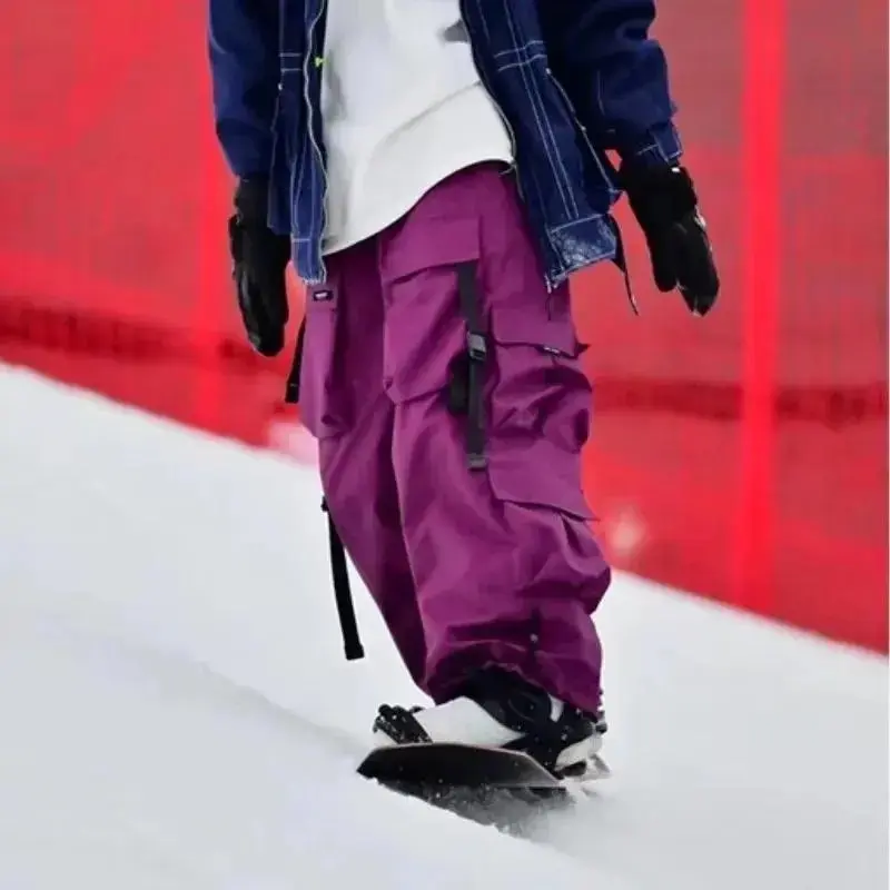 Warm Thickened Ski Pants Men Women Skiing Trousers Waterproof American Style Snowboarding Pants