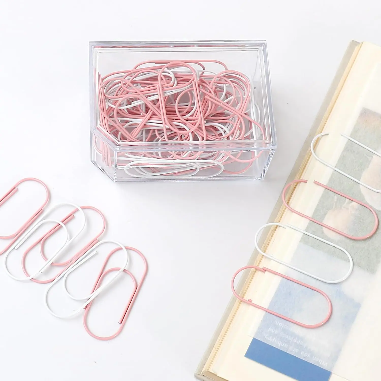 Big Large  Paper Clips, 50mm/2 inch, 60 count Cute  Planner Journal Clip Giant Paper Clip Holder White