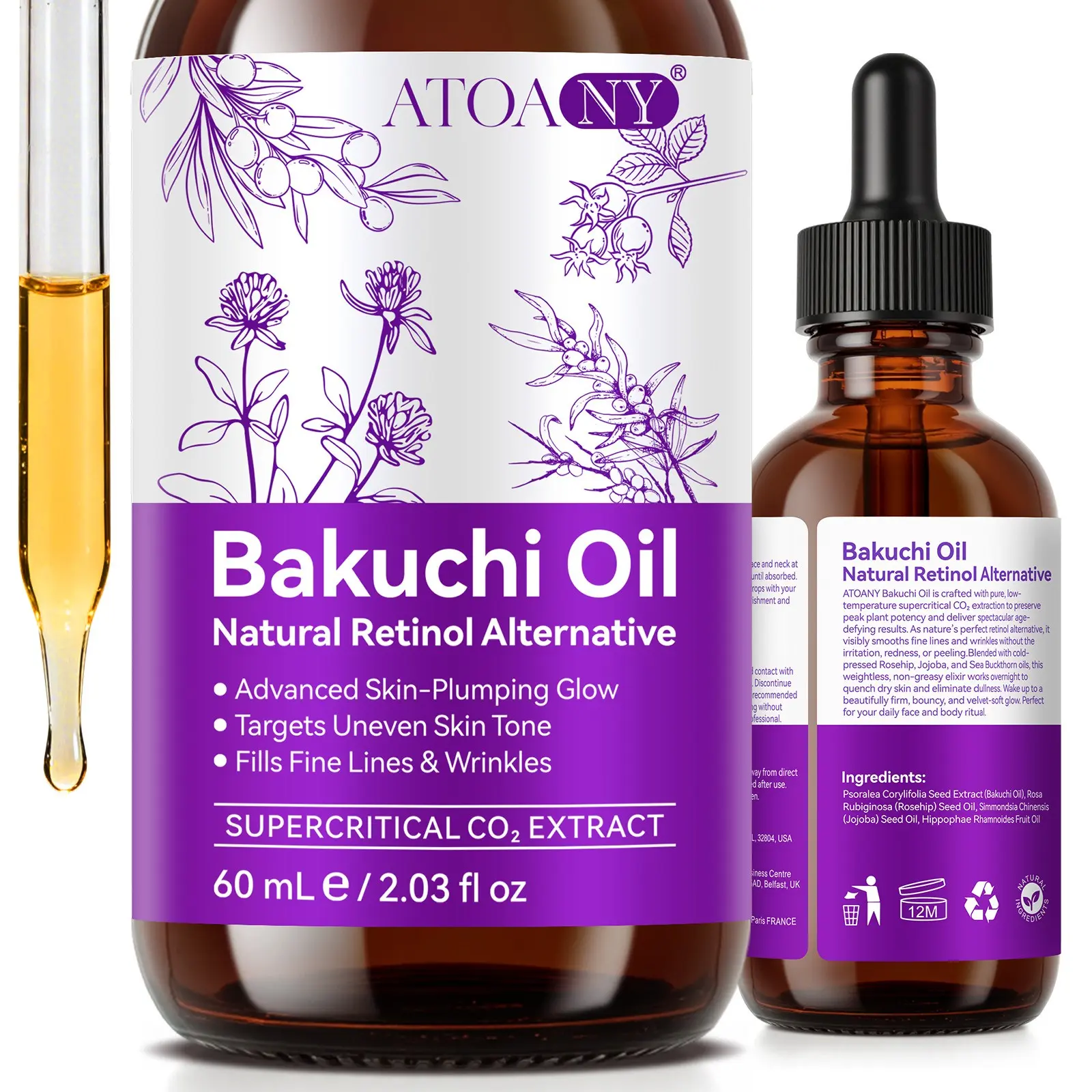 Bakuchi Oil 60ml – Gentle Anti-Aging Oil. Smooths Fine Lines and Fades Dullness Without Irritation or Redness. Lightweight Texture for Face and Body – Ideal for First-Time Anti-Aging Users.