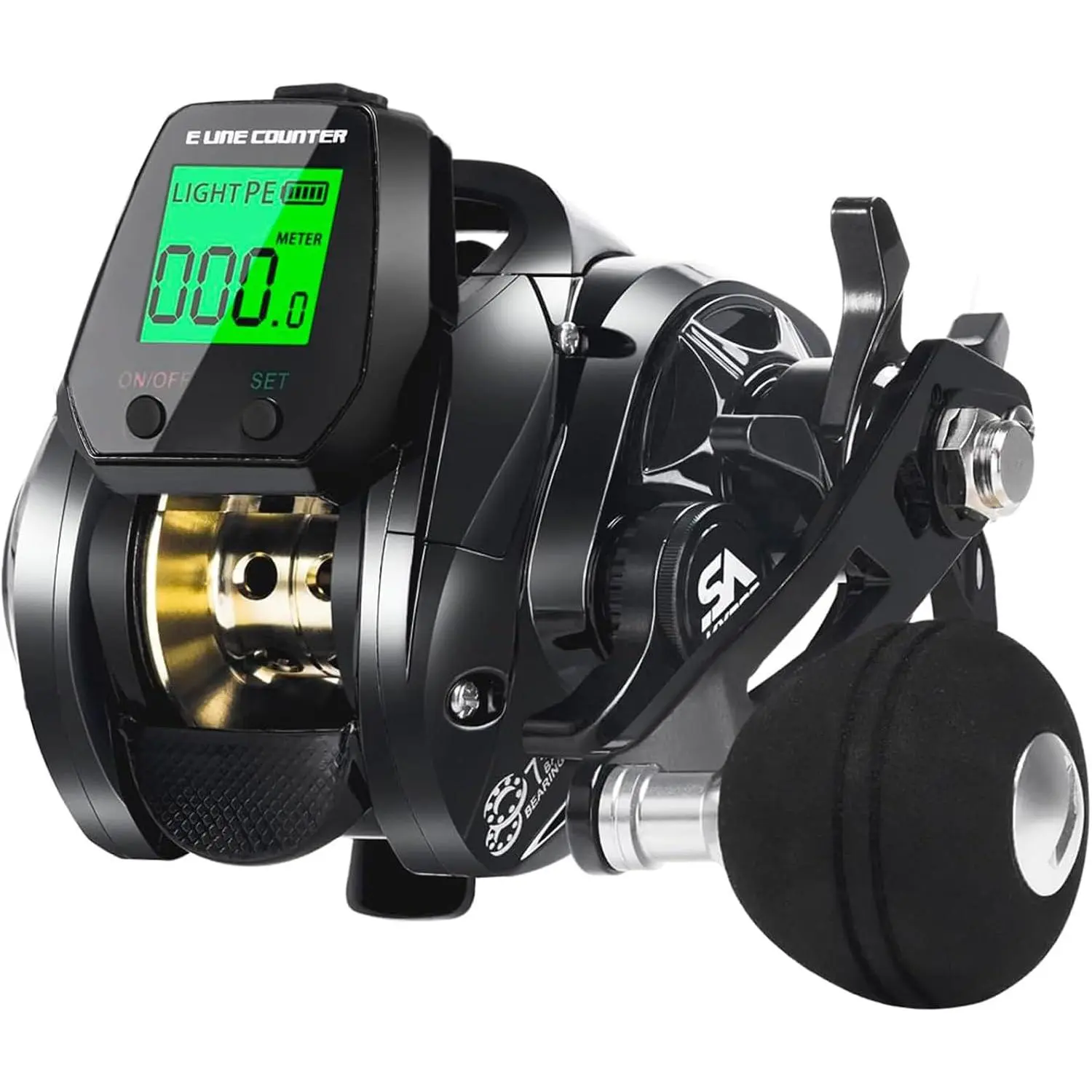 Line Counter Digital Baitcasting Fishing Reel with LCD Display Ultralight Baitcaster Reel, 22-35 Lb Max Drag, 6.3:1/7.2:1 Gear Ratio, Left/Right Handed, for Freshwater & Saltwater