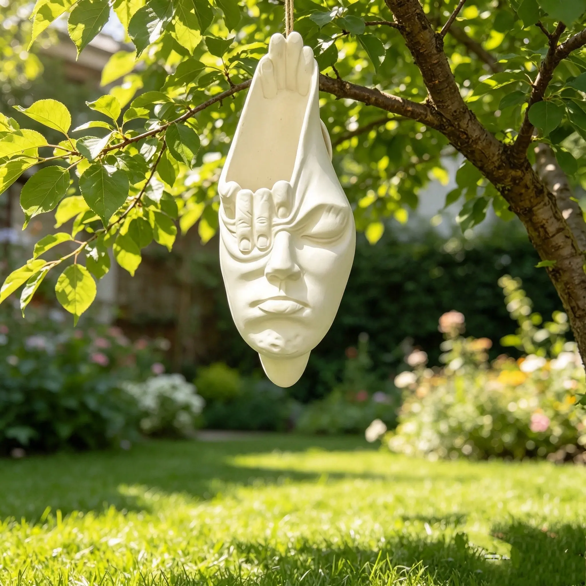 Abstract Portrait Wall-Mounted Hanging Planter, Outdoor Garden Tree Decoration, Artistic Style Plant Pot, Suspended Planting Container