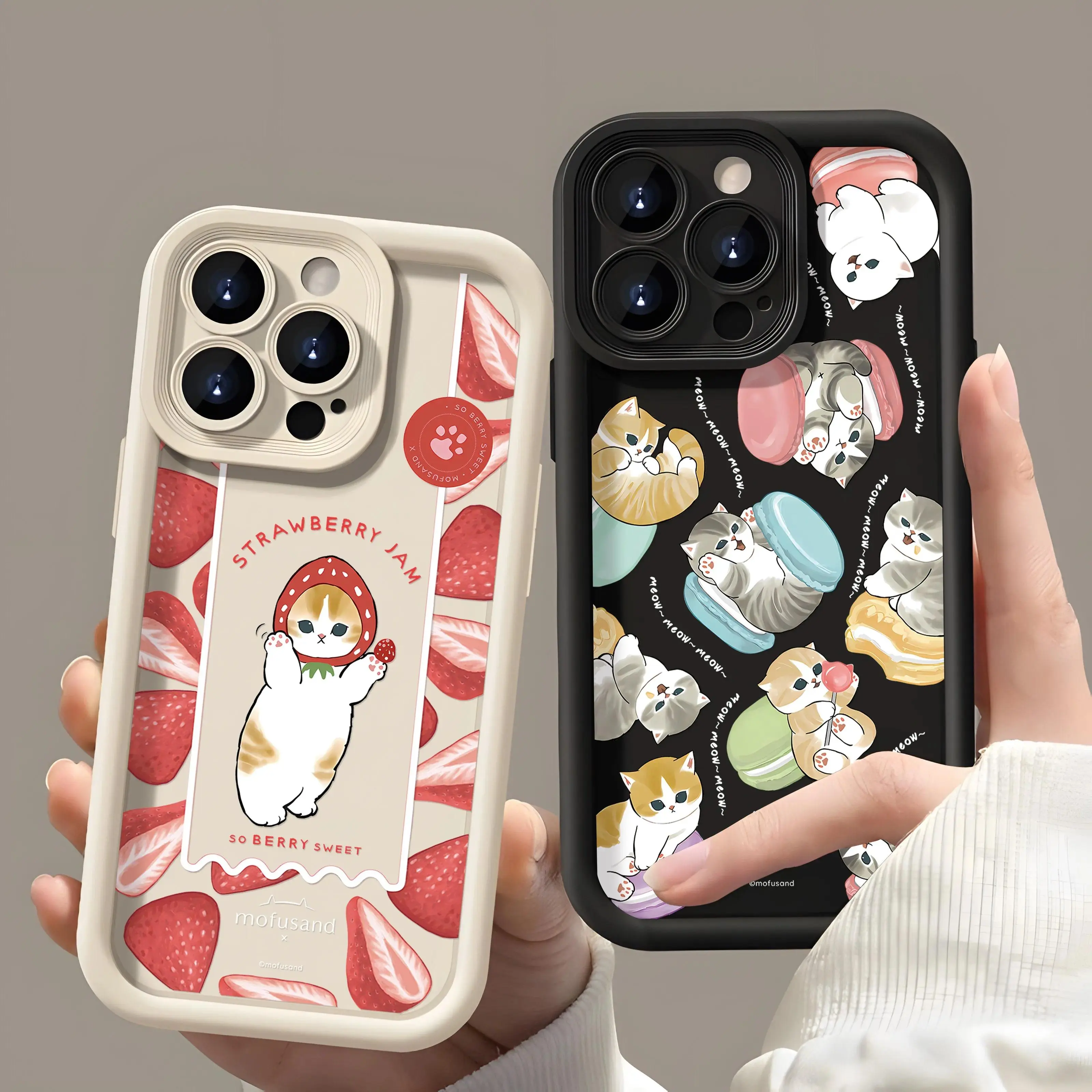 Cute Cartoon Mofusands Cat Phone Case For iPhone 17 Promax 17E 16 Plus 15 14 13 12 11 Pro 17Air & Samsung Galaxy S26 Ultra S25 S24 S23 S22 Plus FE Anti-fall Transparent TPU Shockproof Protective Cover