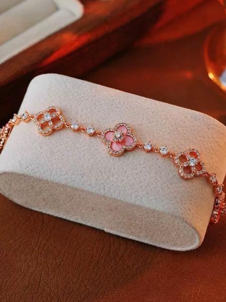 Adjustable Rose Quartz Bracelet, Skin-Friendly Design, Waterproof Silver Color Rose, Fast Free Dhl Shipping