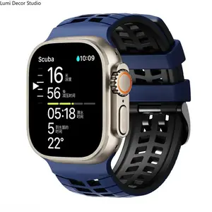 Two Tone Silicone Watch Band Compatible with Series 1-11 and Ultra Models, Double Vent Sport Strap Featuring Breathable Comfort and Secure Fit