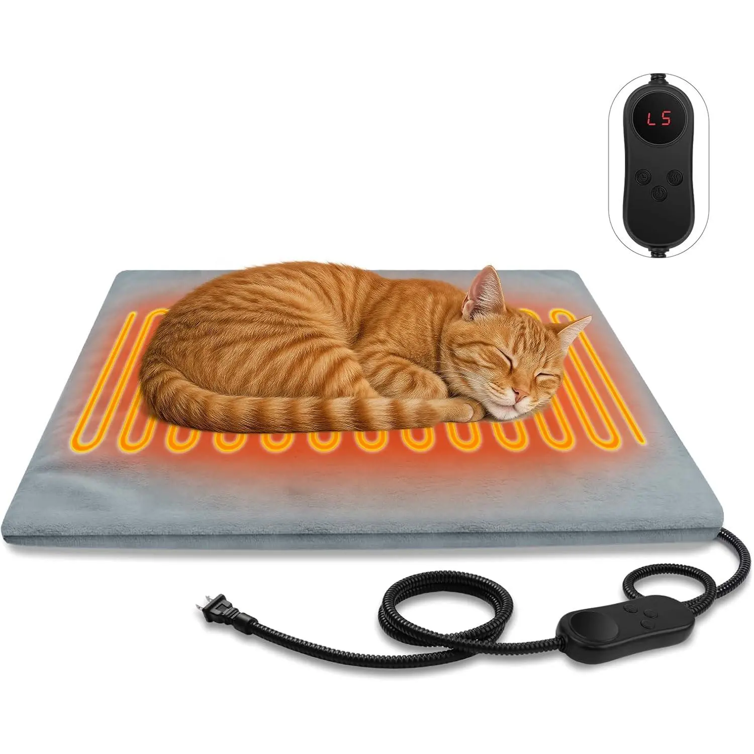 Pet Heating Pads for Cats & Dogs Outdoor Indoor, 17.7 * 17.7inches Puppy Cat Heating Pad Bed Mat Outdoor Waterprooof, Heated Dog Blanket Bed Outside, Gifts for Cats Puppy in Winter
