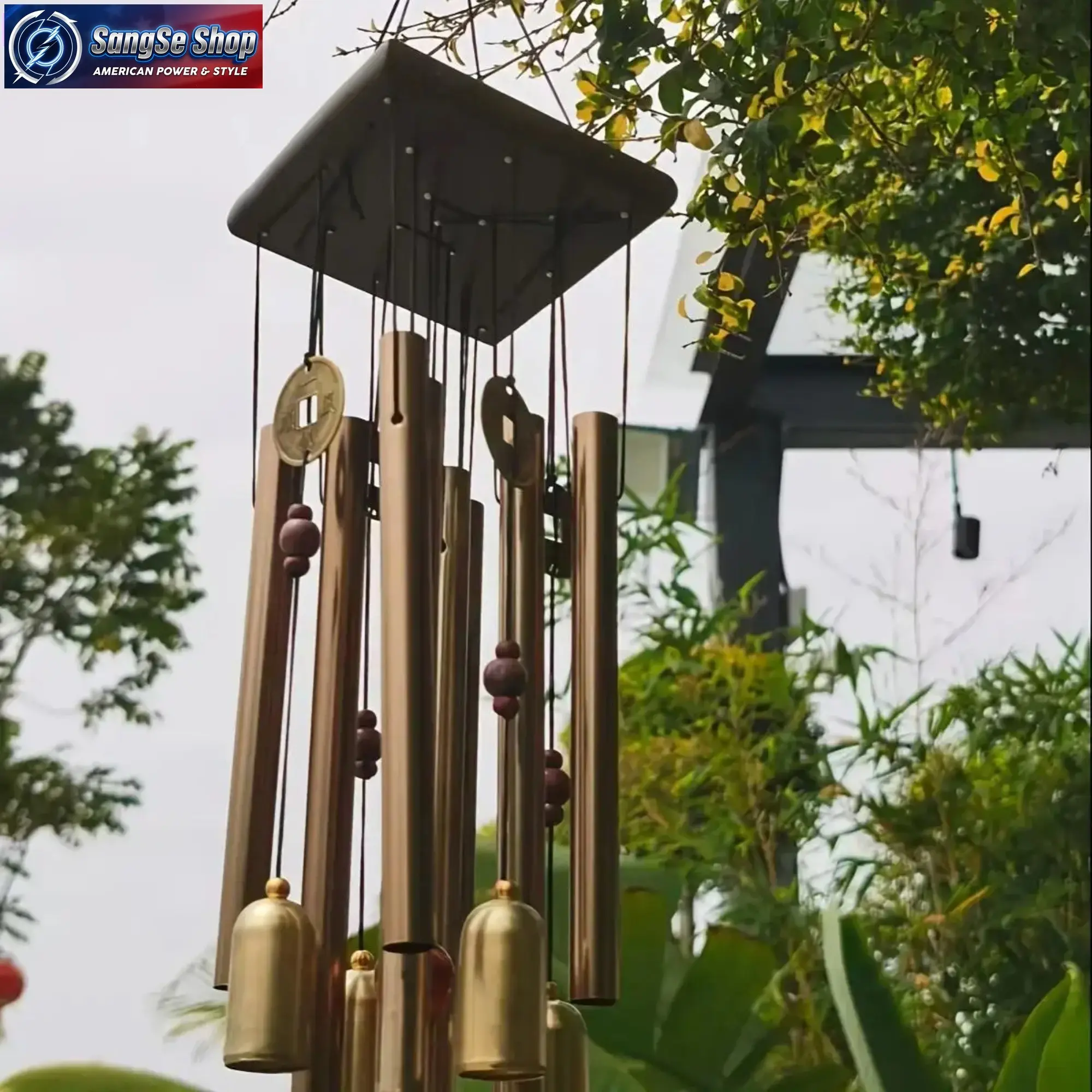 Antique Copper Bell Wind Chime, Rust-Resistant Aluminum Alloy Hanging Decor, Natural Melodic Tone Outdoor Wind Chime, Vintage Garden & Yard Decoration, Patio Porch Balcony Home Accent, Relaxing Ambient Sound Ornament for Daily Outdoor Living and Gift Idea