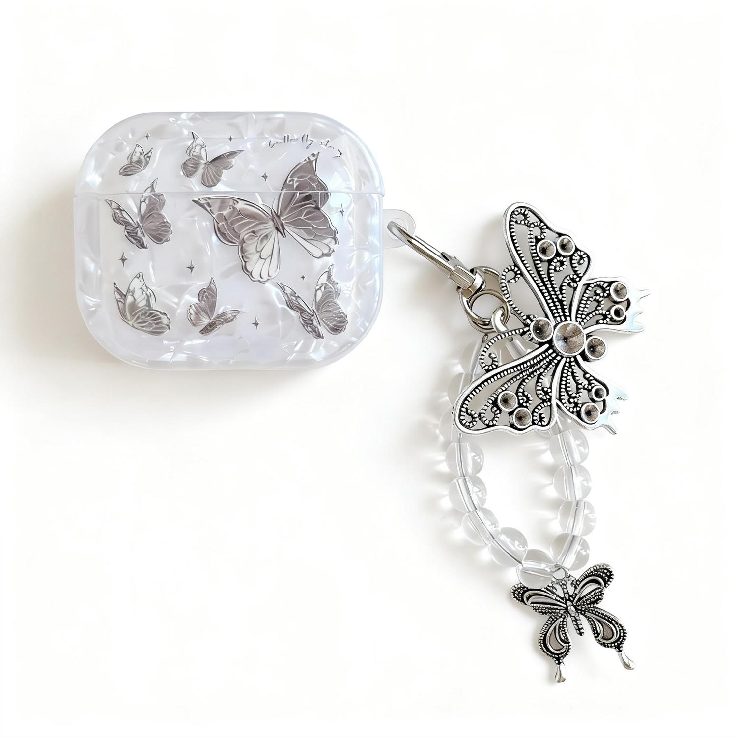 For Apple AirPod Case+Keychain Elastic Bracelet for AirPods 4/3/2/1 Pro 3 2 Pro 1st Earbuds Cover - Cute White Marble TPU Protective Cover with Keychain Compatible with AirPods Case for Girls Women