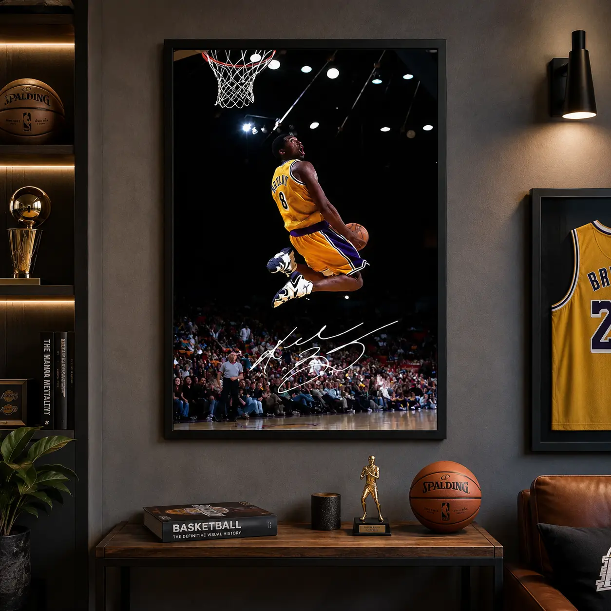 Kobe Bryant Canvas Poster, Legendary Basketball Dunk Artwork, Mamba Mentality Wall Decor, Lakers Inspired Home Decoration, Gaming Room Bedroom Man Cave Aesthetic Gift