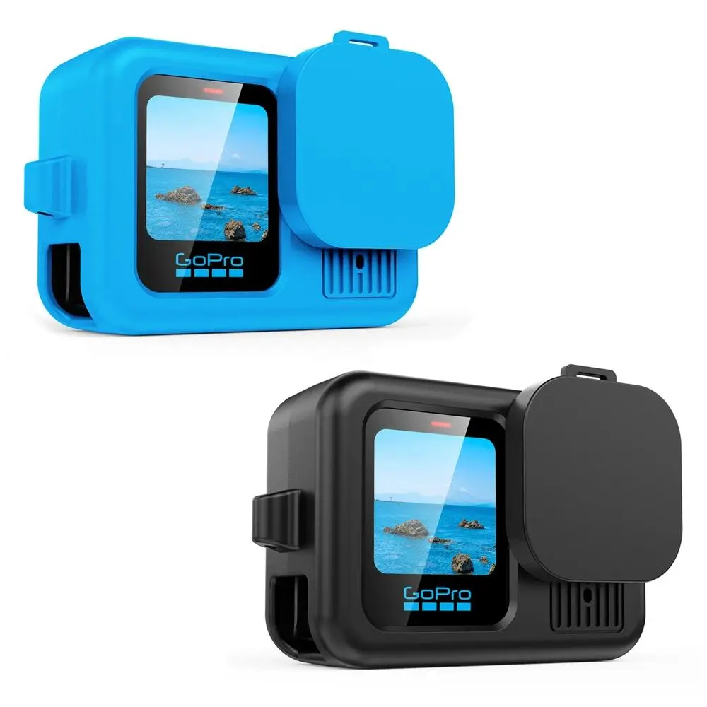 Secure Silicone Cam Case for GoPro Hero 13 Black - Scratch Resistant Tempered Glass Screen Protector, No Fingerprint, No Residue Flip Battery Side Cover, Flying Pebble Protection Lens Cap